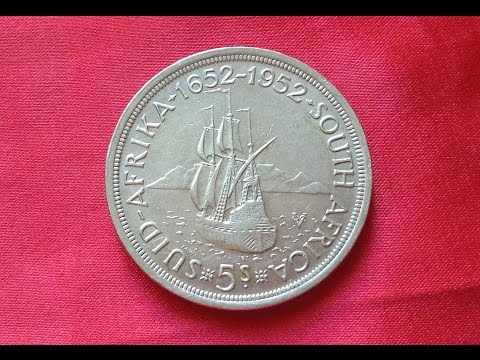 South Africa SILVER 5 SHILLINGS 1952 George VI - 300th Anniversary - Founding Of Capetown