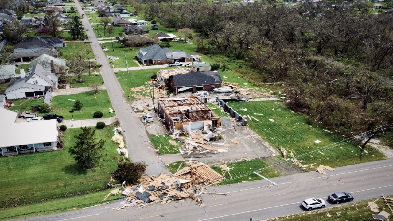 Drone Footage of Hurricane Ida Damage - Bayou Gauche, Louisiana