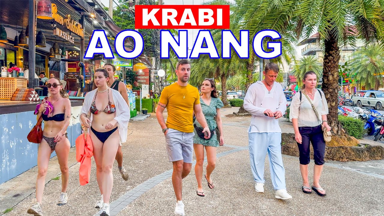 Ao Nang Beach Krabi Thailand Tour | Sunset - Beach - Shopping Street - Night Market 🇹🇭⛱️🏝️😍