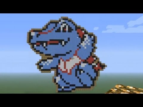 Minecraft Pixel Art Ep 3 Totodile Pokemon Youtube