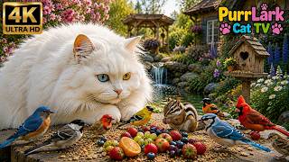 Cat TV 😺 Hungry Birds & Squirrels Meet at the Forest Buffet 🐦🐿 4K HDR