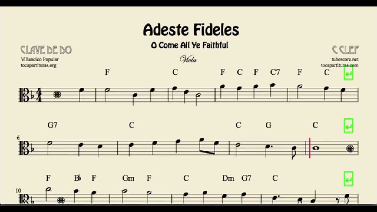 Adeste Fideles Partitura de Viola O Come All Ye Faithful - YouTube