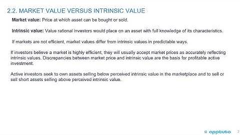 distinguish between market value and intrinsic value;