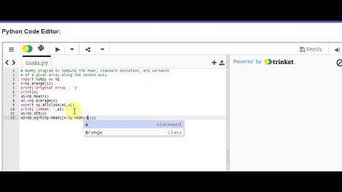 Python NumPy program to compute the mean, standard deviation, and variance