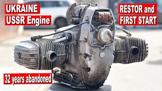 Ukrainian USSR Engine Dnepr 11 Motorcycle Restore And First Start After 32 years of being abandoned