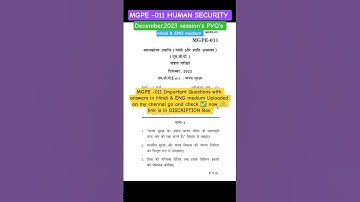 MGPE -011 HUMAN SECURITY| Dec,2023 PYQ