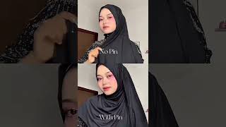 No pin vs with pin 👆💡#hijabstyle #beauty #fashion