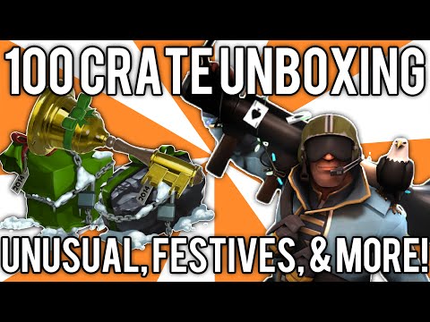TF2 100 Crate Unusual Unboxing Christmas 2014 (New Naughty & Nice Strange Festives + Hats) @demizegg