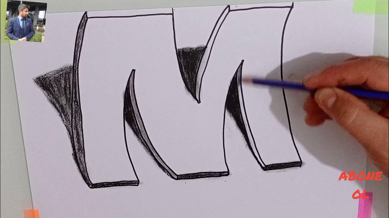 3D M Çizimi Nasıl ÇizilirHow to draw 3D Letter M. Drawing with pencil