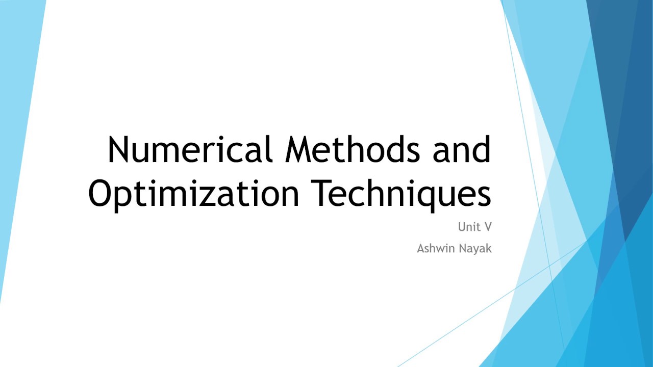 Classical Optimization Unit5 part 1 - YouTube