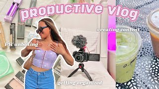 GETTING MY LIFE TOGETHER | productive day, creating content, pr unboxings, + organization