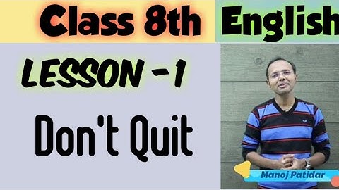 Class 8th| English | Lesson 1 | Don
