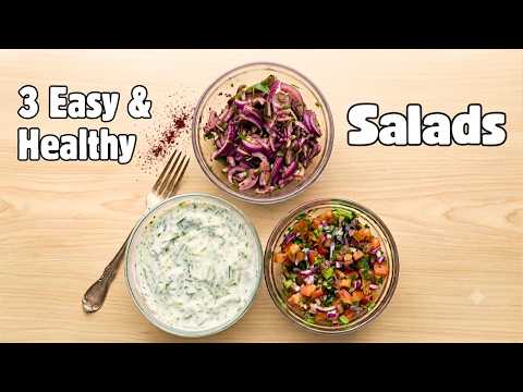 Quick & Healthy Salad Recipes by Tiffin Box | 3 Easy Salad Idea Tomato Salsa, Sumac Onion & Tzatziki