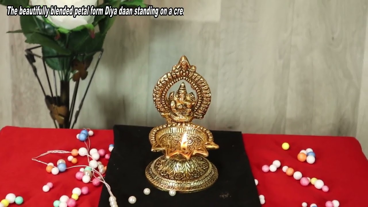 Oxidized Gold Plated 5 Flame Ganesha Diya, Return Gifts Indian, Diya Decoration Ideas, Gift Ideas