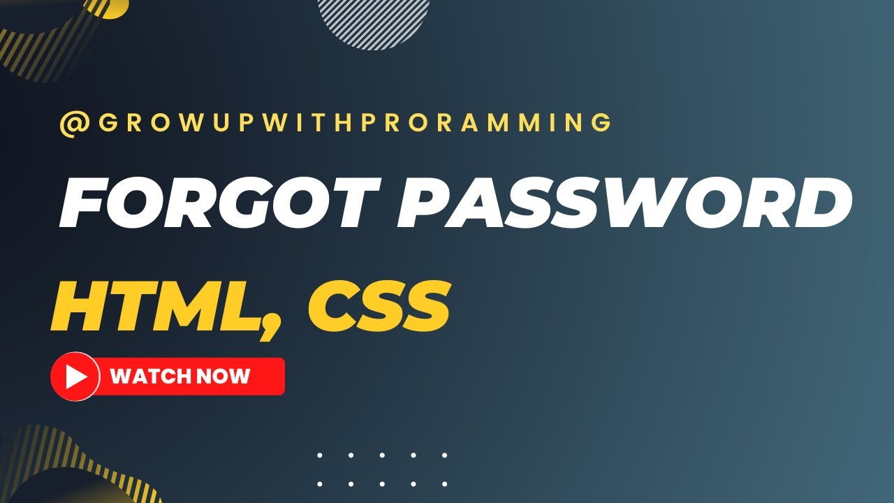 Forgot Password using HTML, CSS - YouTube