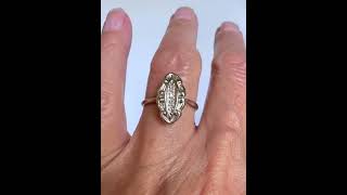 Art Deco 10K White Gold Three Stone Diamond Ring