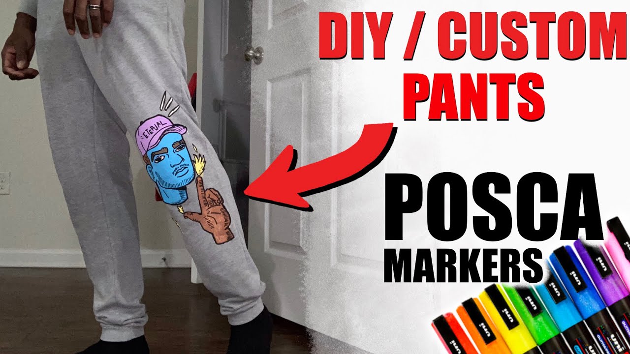 How To Custom Paint On Fabric Pants Using Posca Marker  DIY