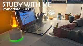 3 Hour Study with Me at Night 🌙 | Rain   Calm Piano | Pomodoro 50/10