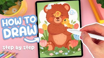 How to Draw a Cute Bear | PROCREATE Tutorial for Beginners (step-by-step)