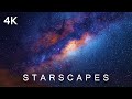 Starscapes in 4k  2 hours  timelapse stars night sky galaxy space travel milky way ultra