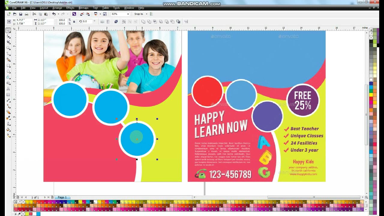 How to make new kids school flyer template  design in coreldraw tutorial