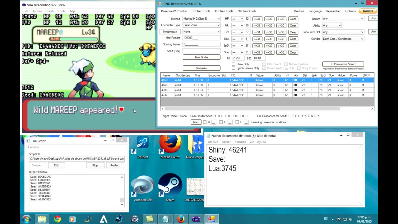 Como Conseguir Hoot Hoot shiny en Pokemon esmeralda con Lua Script y ...