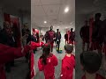 Liverpool players personally greeting the mascots before warming up ❤️