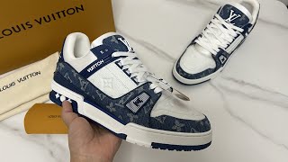 LOUIS VUITTON LV TRAINER Monogram Denim White Blue Sneakers 路易威登牛仔蓝板鞋经典白蓝牛仔布球鞋评测