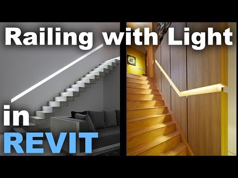 Wall Stair Railing with light in Revit Tutorial