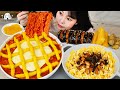 ASMR MUKBANG| 직접 만든 고구마 치즈 떡볶이 김밥 치킨 먹방 & 레시피 FRIED CHICKEN AND Tteokbokki EATING