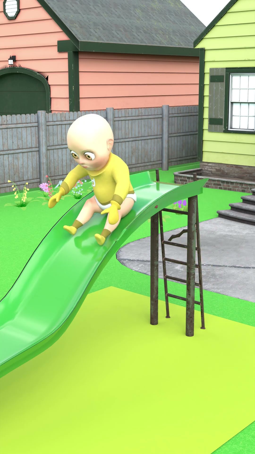 Yellow rides on a slide! #shorts