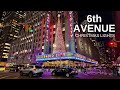 NEW YORK CITY Walking Tour [4K] - 6th AVENUE - Christmas Lights