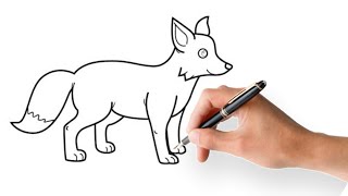 How to Draw a Fox -Fox Outline Drawing -Easy Drawing.