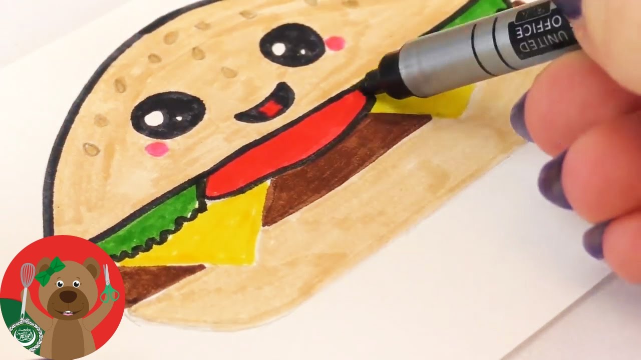 كيفية رسم ساندويتشات البرجر أفكار مبتكرة لتصميم كروت الدعاوى لحفلات الأطفال