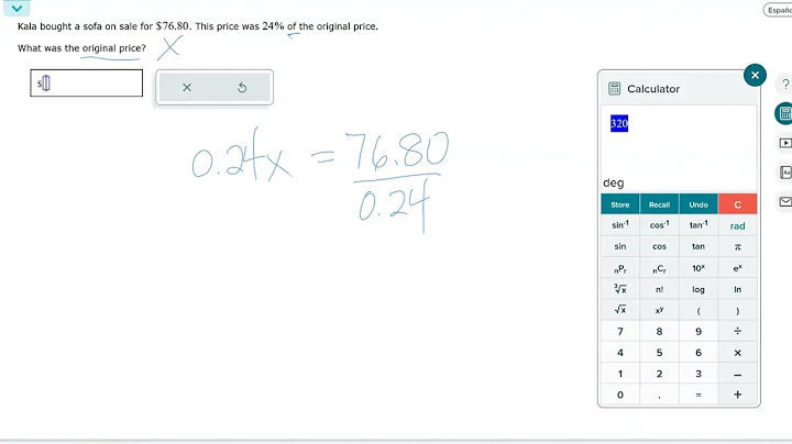 Finding the original price given the sale price and percent discount