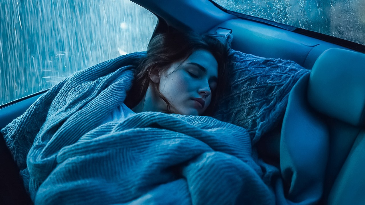 Quebre a Insônia: Chuva Forte e Trovões no Teto do Carro em uma Tempestade Selvagem