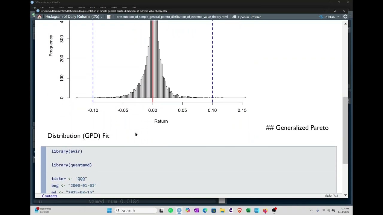 A quick look at Extreme value theory with a General Pareto distribution in finance
