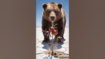 Bear saved a pomegranate plant from drying up by watering it 😭 #ai #save #water #tree
