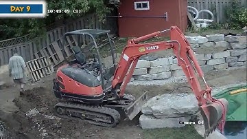 Armour Stone Retaining wall build around pool