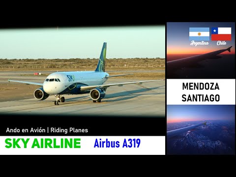 SKY AIRLINE, vuelo MENDOZA - SANTIAGO cruzando la CORDILLERA DE LOS ANDES en Airbus A319