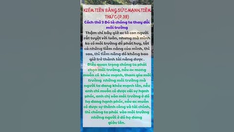 KIẾM TIỀN BẰNG SỨC MẠNH TIỀM THỨC (P.39)