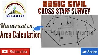 Area Calculation | Cross Staff Survey | Basic Civil Engineering | in Hindi | irregular land area