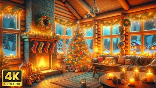 Winter's Serenade: Soothing Piano and Fireplace Sounds  4K Holiday Relaxation