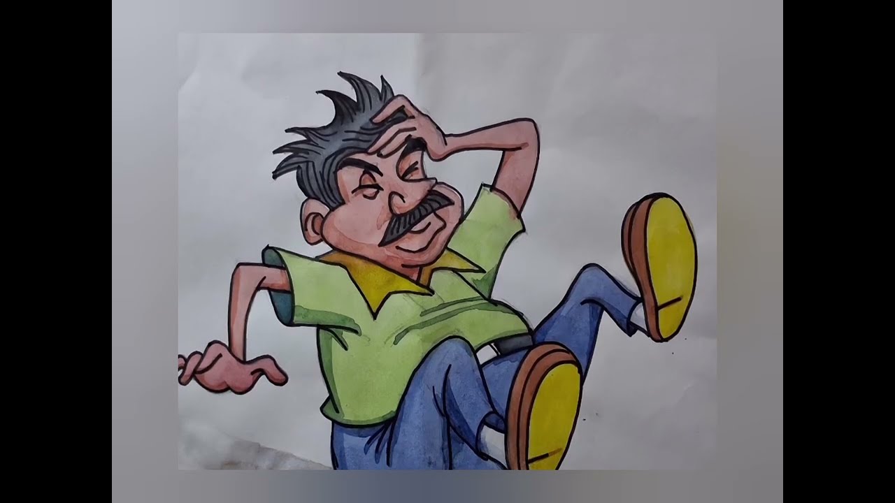 Caricature painting with watercolor 