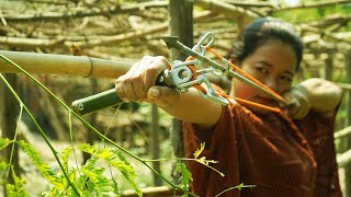 How To Make Normal Slingshot Become Bamboo Arrow Slingshot | Powerful Arrow Slingshot Vs Coke