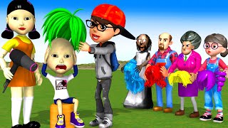 Scary Teacher 3D vs Squid Game Transform Hair Style on Head's Girl Nice or Error 5 Times Challenge