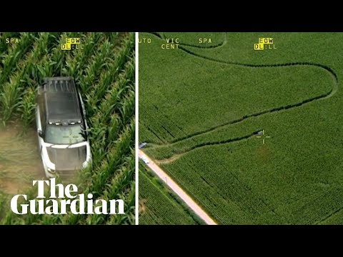 Police footage shows car ploughing through maize field before fatal crash