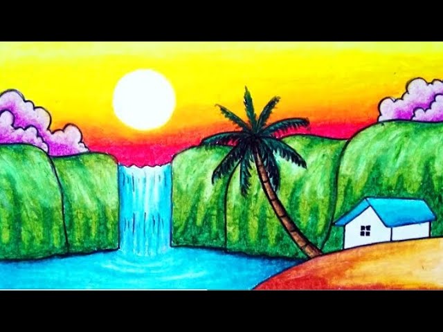 nature drawing easy and beautiful with pencil | nature - YouTube