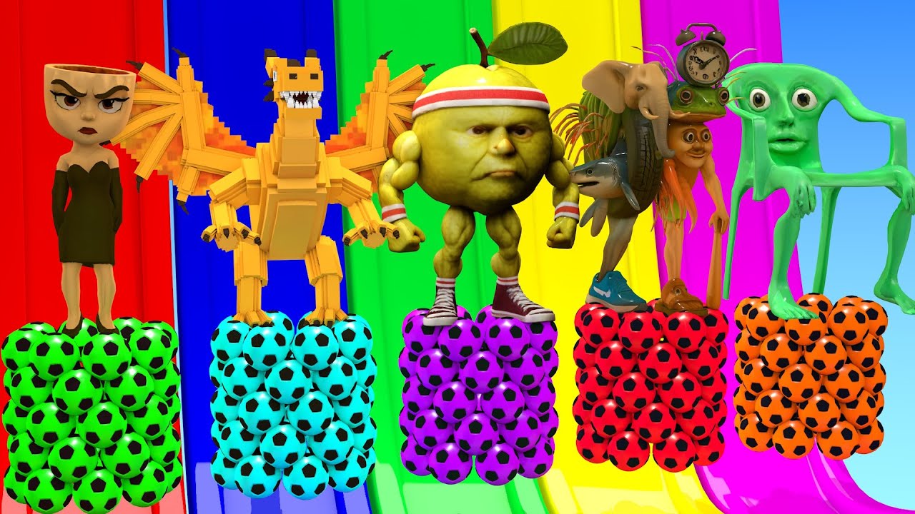 Long Slide Game with Cow Elephant Gorilla Hippopotamus Tiger 3d Animal Game Funny 3d Animals