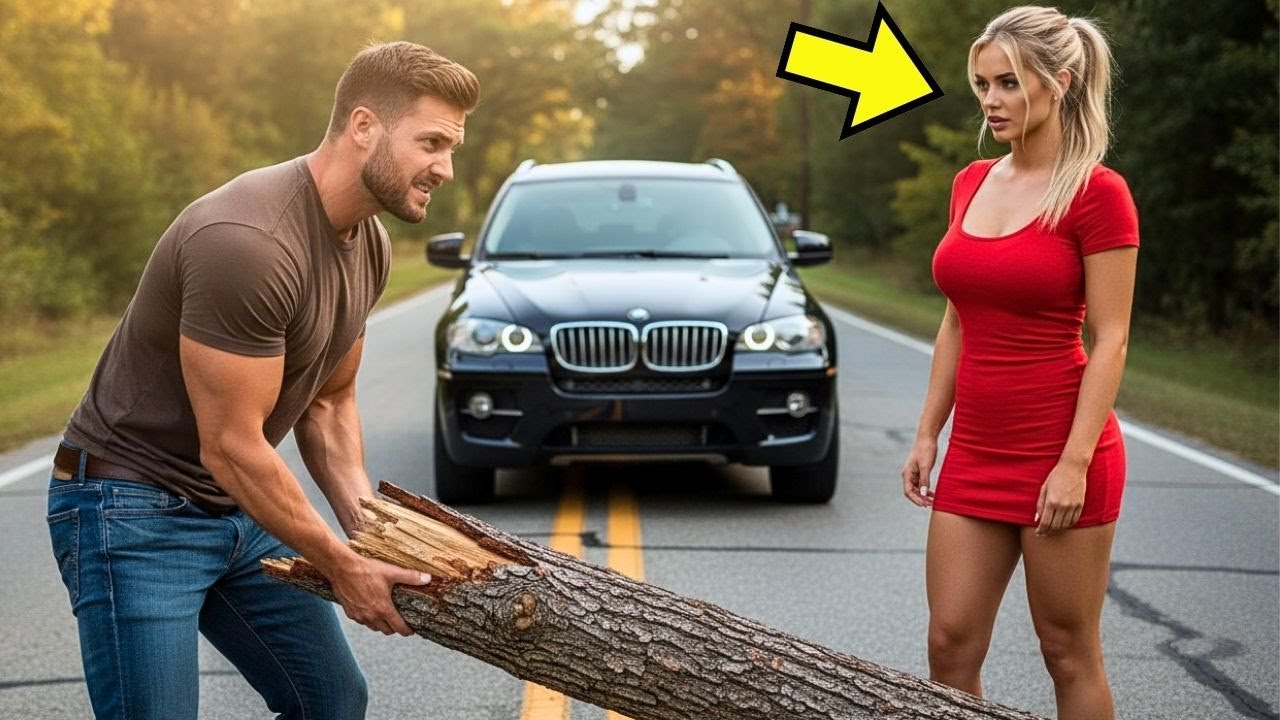 HOMBRE HUMILDE QUITÓ UN ÁRBOL CAÍDO DEL CAMINO PARA AYUDAR A UNA MUJER… SIN SABER QUE ERA MILLONARIA